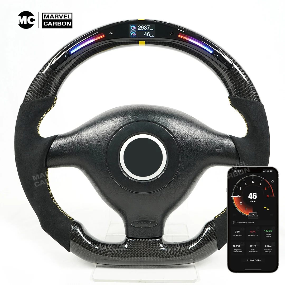 LED Performance  100 % carbon fiber Steering Wheel Display Compatible for VW  MK4