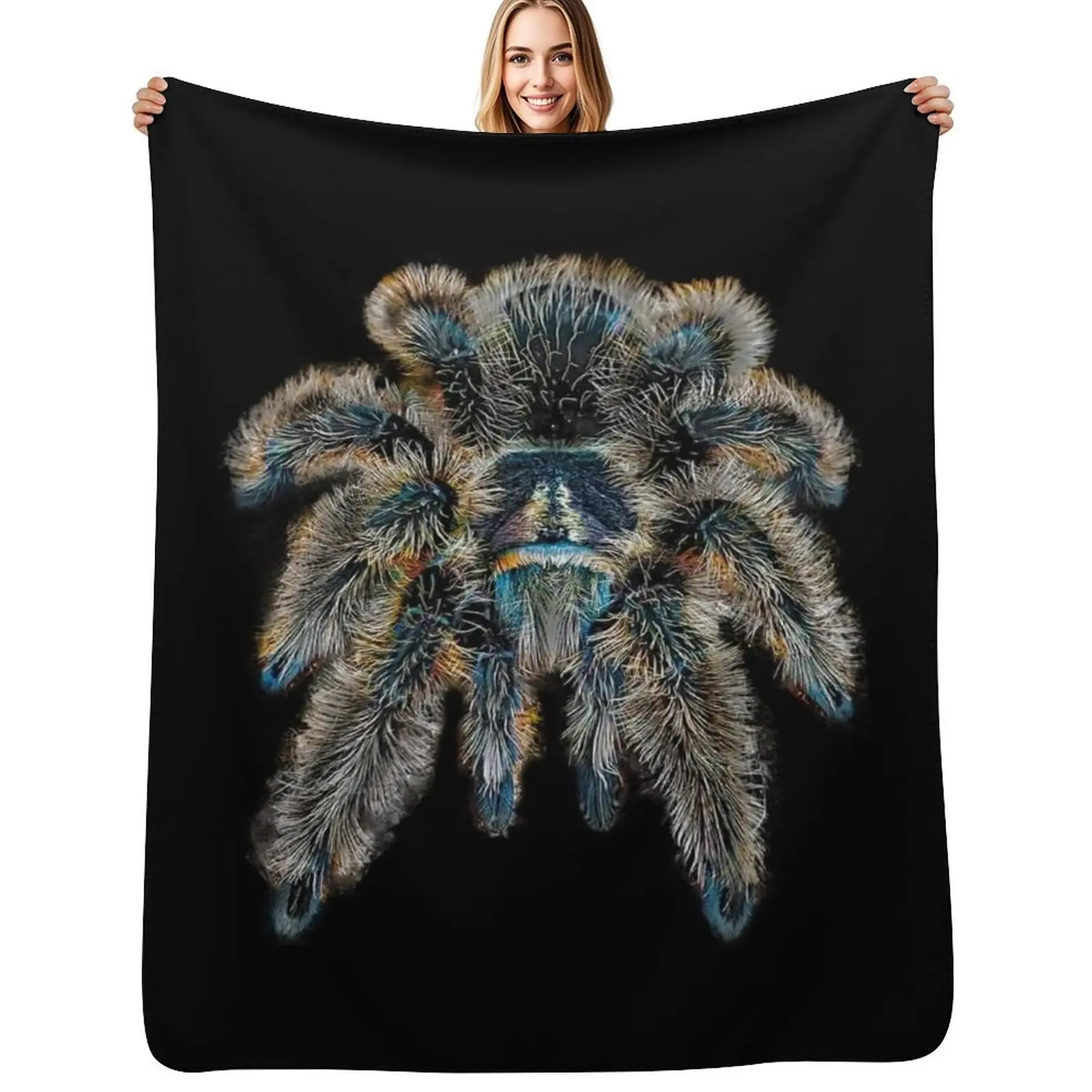 

Curly Hair Wooly Tarantula Spider Throw Blanket Color Fast Cozy Throw Blanket