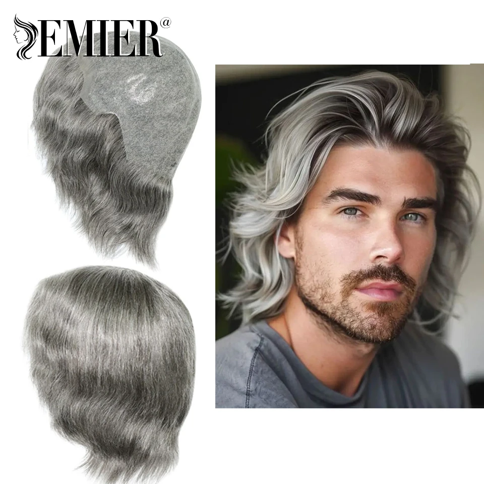 

Короткий индийский парик из человеческих волос, тонкая кожа, полный парик для мужчин, V-образная петля, полный парик из искусственной кожи, 100% система замены человеческих волос, блок