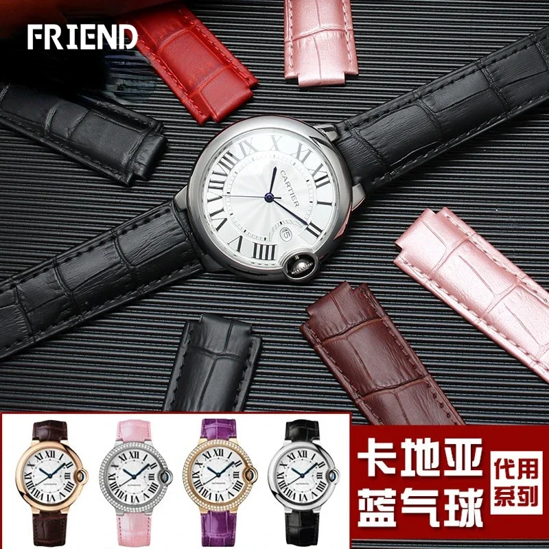 Watchband for Cartier Leather Strap Men's Women's Cartier Basket Balloon Watch Band Soft Cow Leather Watch Strap Accessories