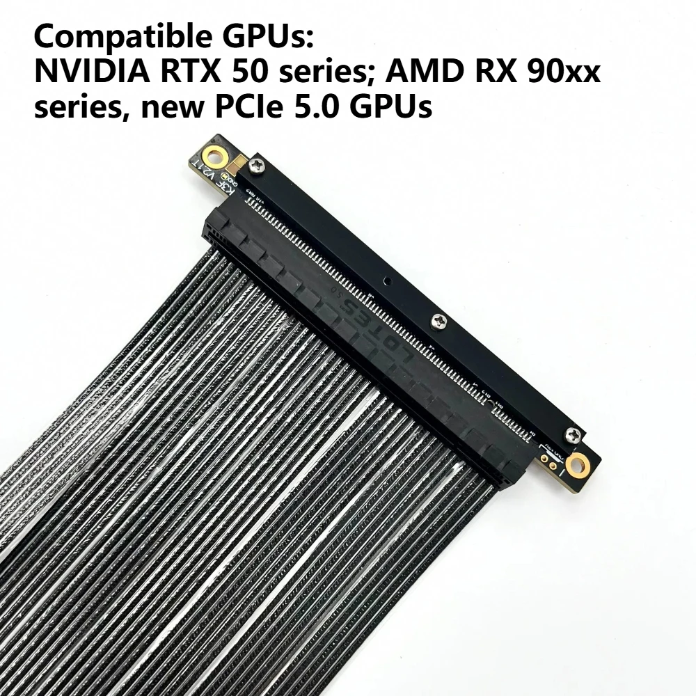 PCIE 5.0 X16 GEN5 Graphics Card GPU Riser Cable 90 Degree High Speed Adapter for ITX Mini PC Chassis NVIDIA RT AMD RX90X50