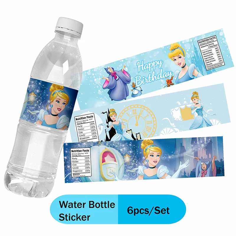 disney Cinderella DIY Birthday Party Disposable Decoration Tableware straw Balloon Labels Cake Decoration Baby Bath Supplies