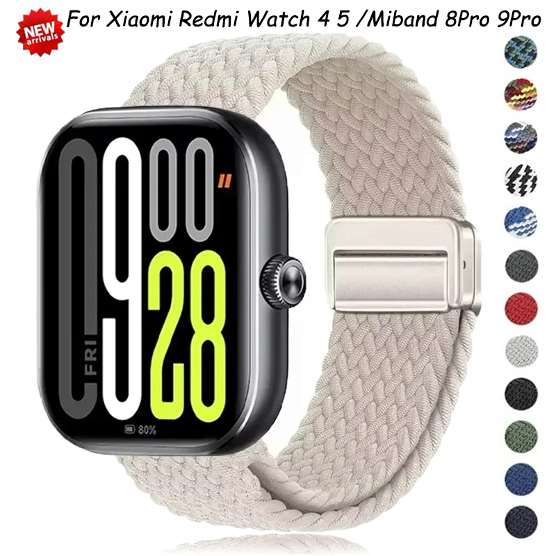 Magnetschlaufe für Xiaomi Redmi Watch 4/5 Armband, verstellbar, geflochten, Sport-Nylon-Ersatz-Correa-Armband, Miband 8Pro/9Pro-Band