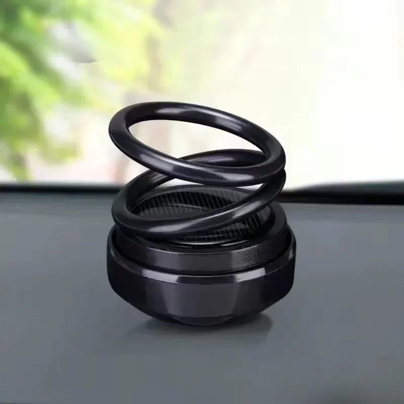 Car Aromatherapy Solar Energy Automatic Suspension Double Ring Perfume Ornaments Accessories Rotating Creative Jewelry Perfume