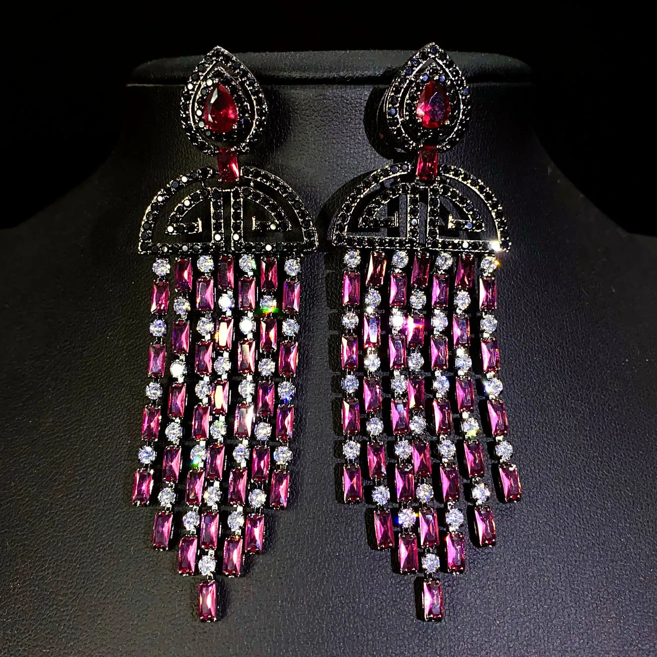 

Premium fringed long popping pendant earrings women's clothing multicolor jewelry set for wedding holiday gift travel E183