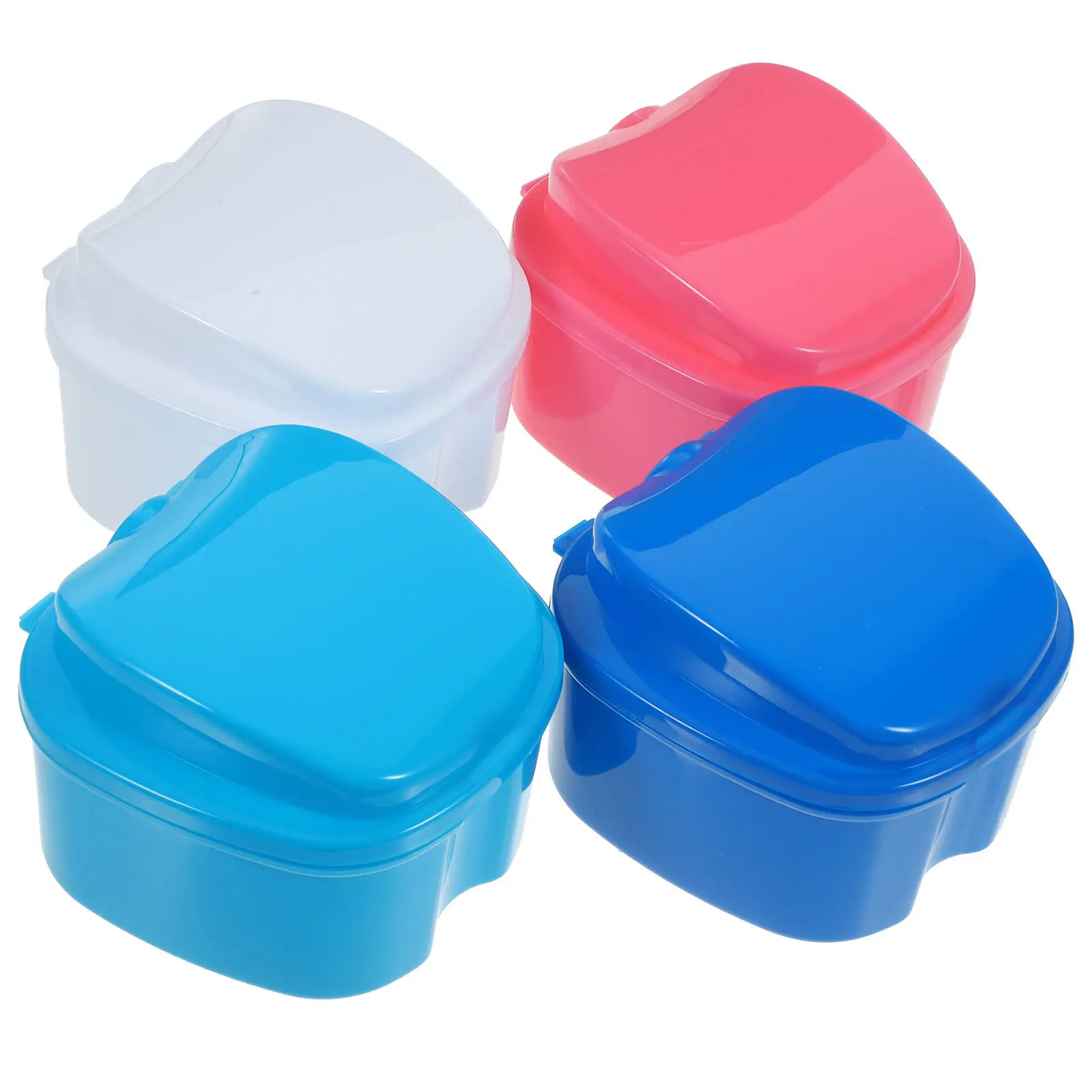 4Pcs Denture Storage Boxes Compact Retainer Cases Portable Household Container for Travel Daily Use Professional Dental Guard