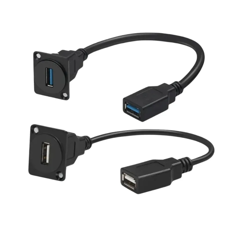 1PC  Type D USB3.0 female base data pass through solderless extended double pass butt fixed 2.0 socket panel module