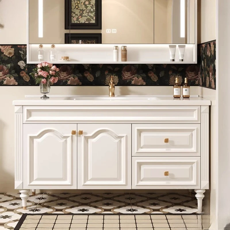 

Bathroom Cabinet Combination Bathroom Ceramic Integrated Basin Wash Table American Floor Wash Hand Washbasin Cabinet