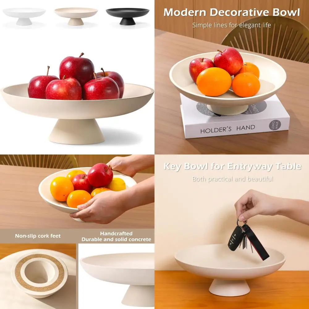 

Стильная большая миска для фруктов на пьедестале для кухни и домашнего декора, бежевая миска-держатель для ключей в прихожей