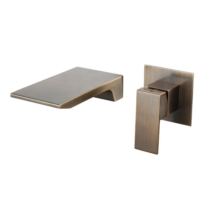 

All-copper concealed antique black hot and cold basin faucet, pre-embedded wall basin single handle faucet AM2306