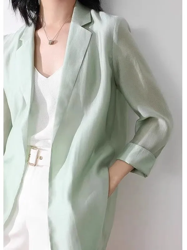 

Ladies Thin Ice Silk Sun Protection Clothing Spring Autumn Summer Fashionable Short Outerwear Top Quality Airy Commute Style
