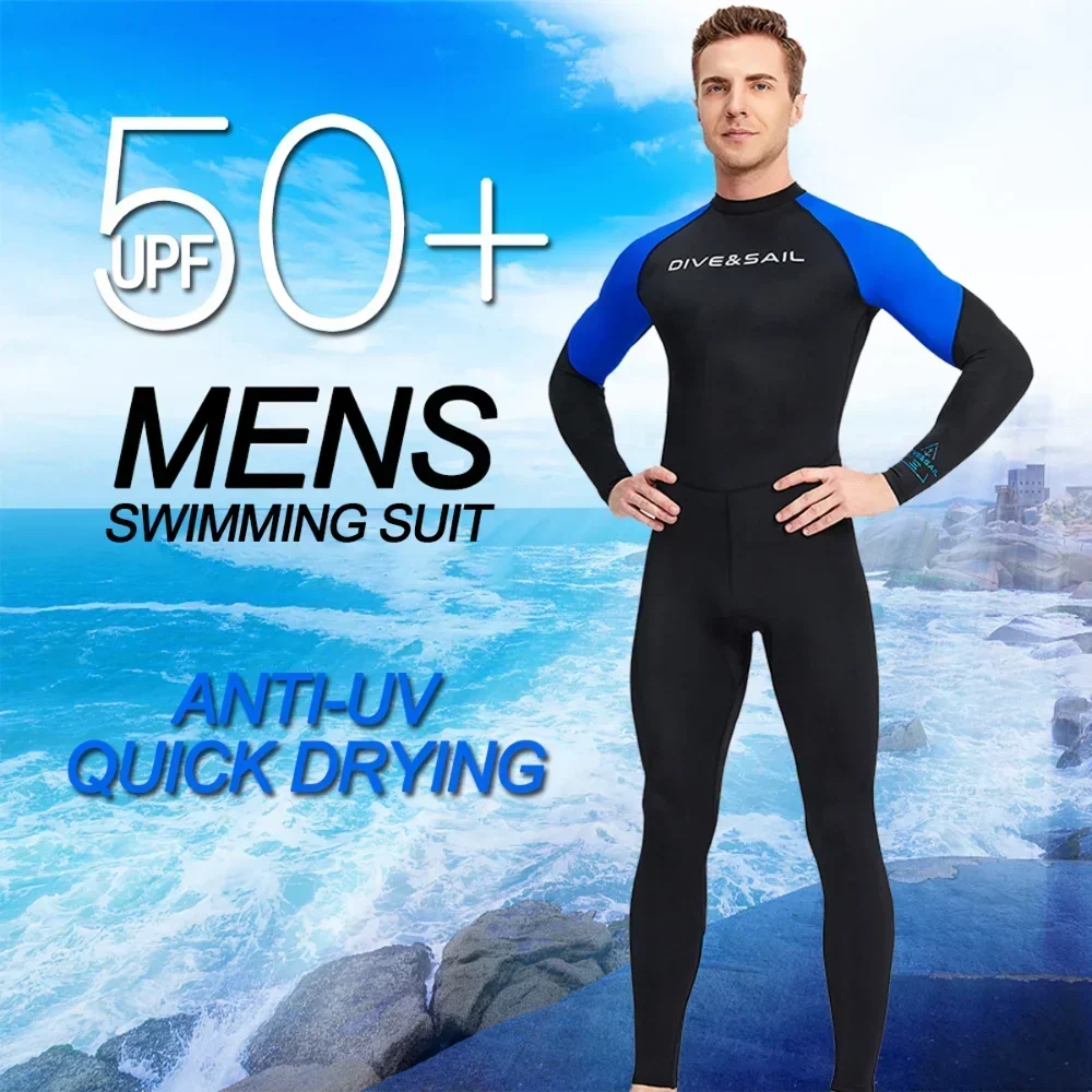 Men's Quick-drying One-piece Swimsuit Long-sleeved Adult Nylon Anti-ultraviolet Snorkeling Surfing Diving Suit Water Sports