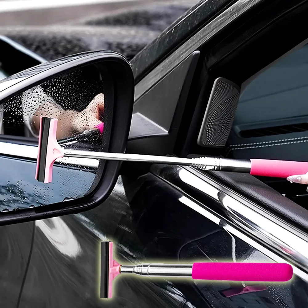 Essuie-glace de rétroviseur de voiture, grattoir à support télescopique Portable pour l'élimination et le nettoyage de la brouillard de verre de voiture, outil d'essuie-glace manuel 1 pièce