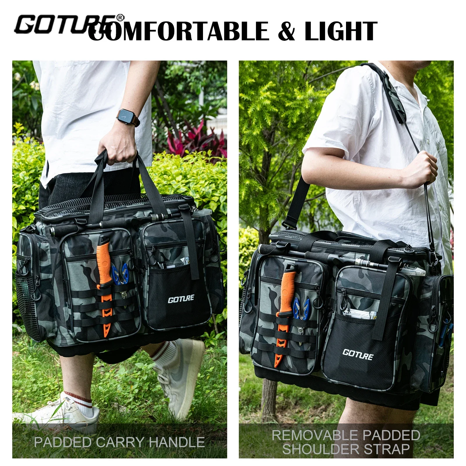 53*29*38.5cm Water Proof Oxford cloth Fishing Bag Outdoor Camping Backpack Large Capacity Multi-Purpose Fishing Tackle Bag
