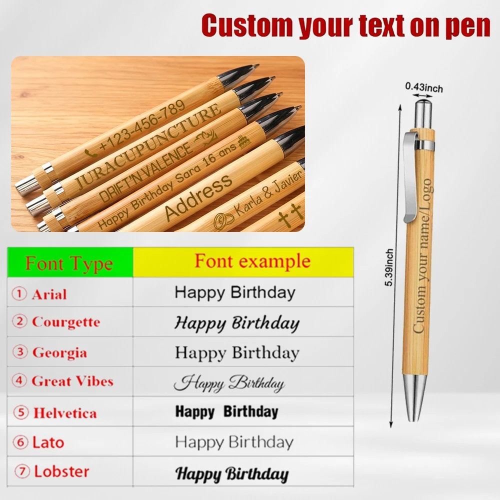 

Wholesale 100 50 20Pcs Customizable Bamboo Ballpoint Pen Eco-Friendly and Environmentally for Gifts