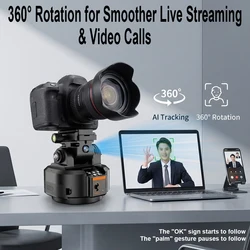 ZIFON YT2000 Remote Motorized PTZ, AI Face Recognition, Horizontal 360° Rotation for Camera Smartphone Action Camera Live Stream