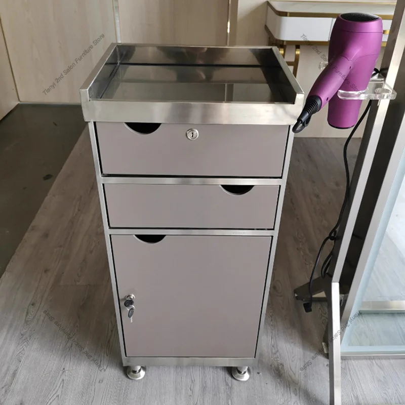 Nordic Creative Salon Trolley Modern Simple Salon-specific Stainless Steel Storage Cabinet Barbershop Salon Furniture FYST