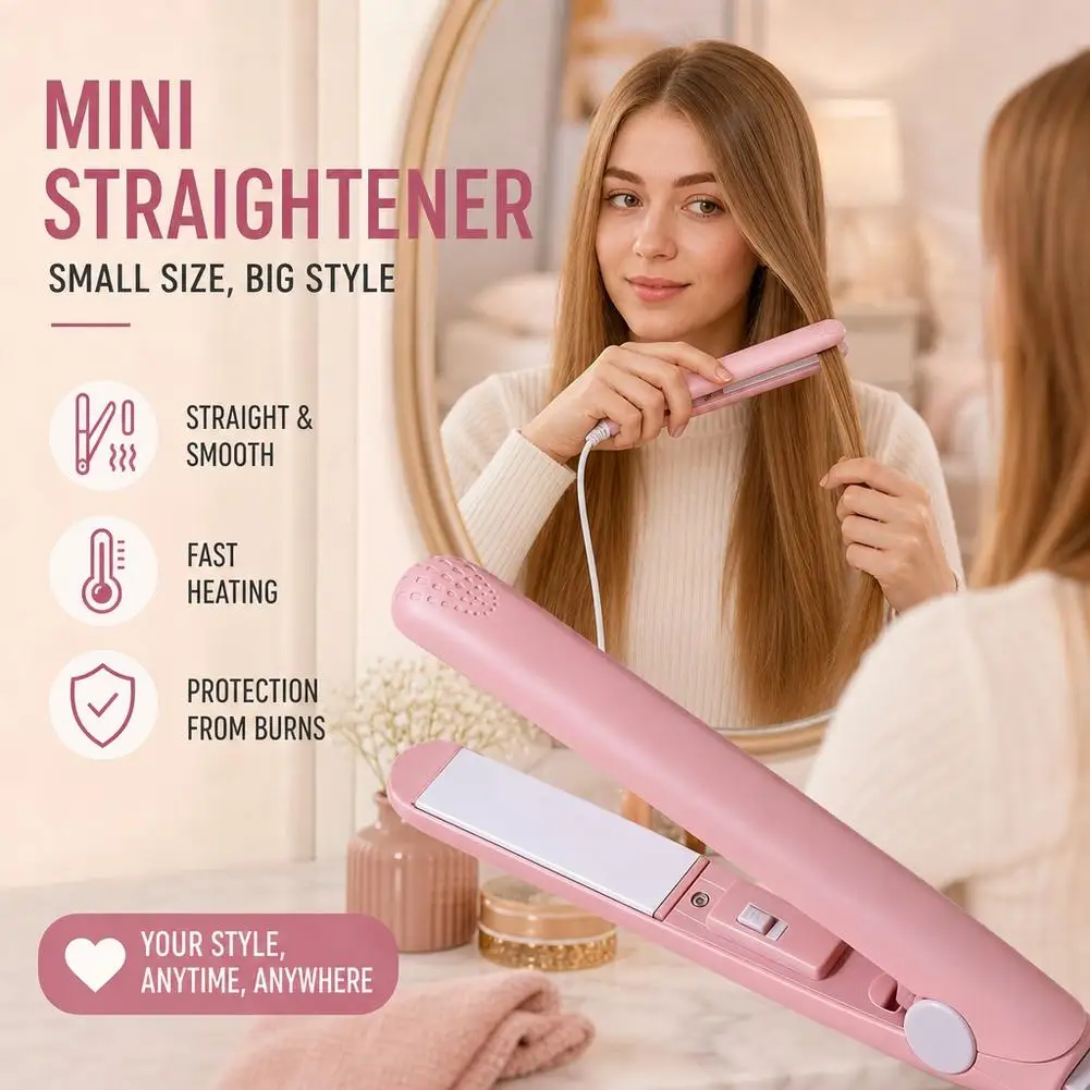 Mini Portable Hair Straightener 2 in 1 Hair Curler Flat Iron Quick Heat Anti-static Bangs Styling Tool EU Plug Hair Styling Tool