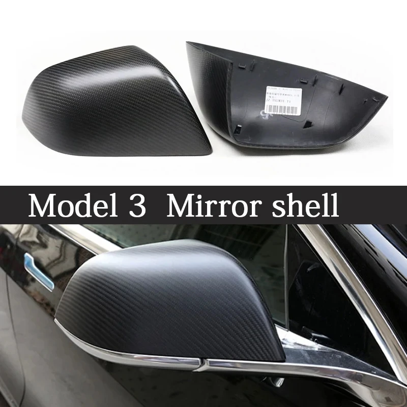 For Tesla Model 3 Carbon fiber Mirror shell Rear View Carbon Mirror Case Cover Glossy Matte Change Car Accessories body kit