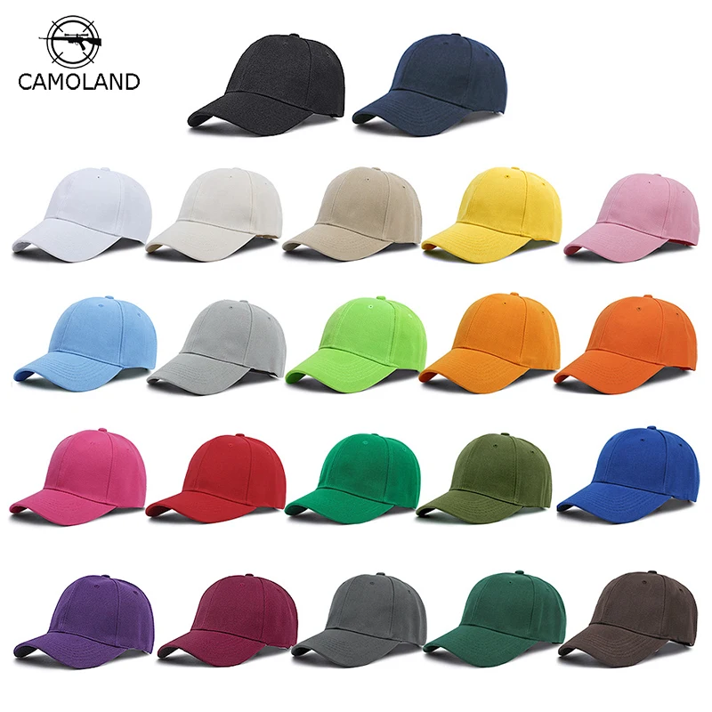 CAMOLAND Unisex Hat Plain Curved Sun Visor Hat Outdoor Baseball Cap Solid Color Fashion Adjustable Leisure Caps Men Women