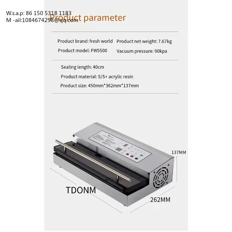 TVS-5500 S/S Vacuum Sealer Model Cheap Stock Fresh Food Vacuum Sealers Keep Fresh Food Commercial Roll Portable Household