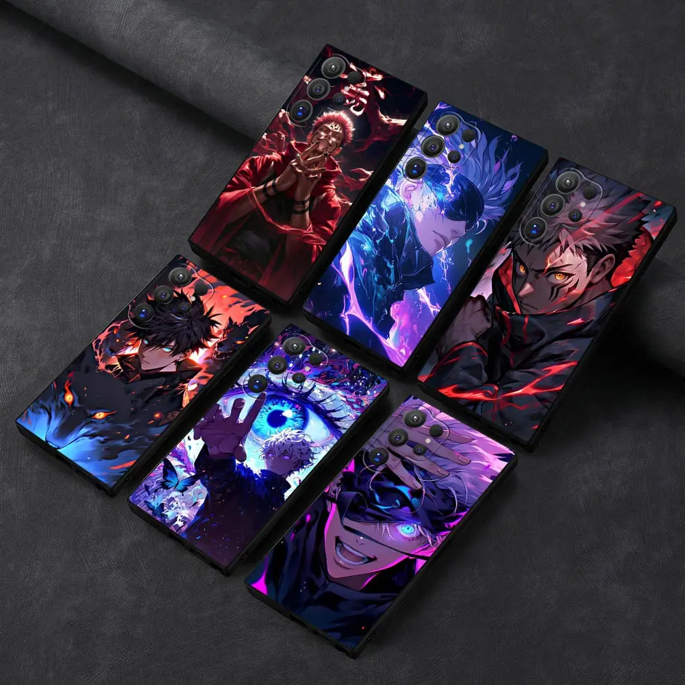 Cool Jujutsu Kaisen Anime Phone Case For Samsung Galaxy S25 S24 Ultra S23 S22 S21 S20 Plus Fe S10 S25 S24 Ultra Black Soft Cover