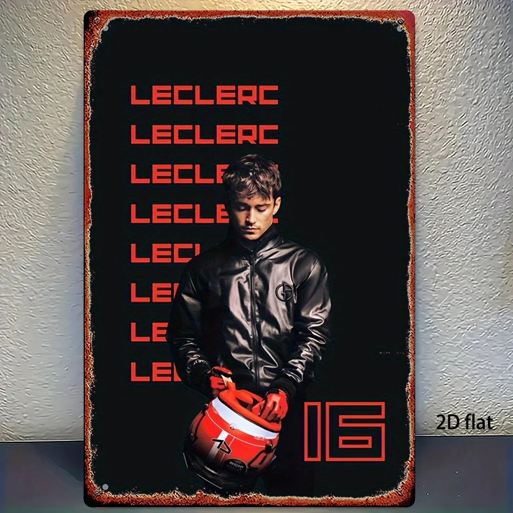 Vintage Leclerc Racing #16 Metal Sign - Iron Wall Art, Durable Motorsport Decor for Indoor Mounting, No Electricity Need