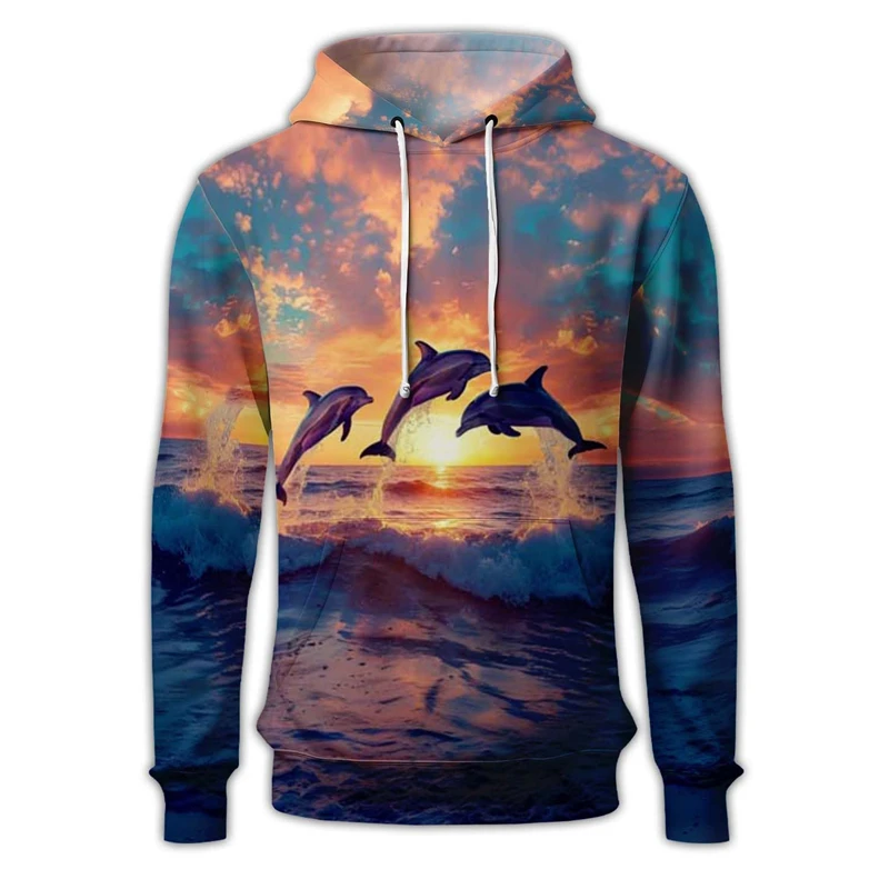 Hot Sale 3D Printed Dolphin Graphic Hoodies Casual Pullover Sweatshirts For Men Women Streetwear Female Hoodie Harajuku Hoody