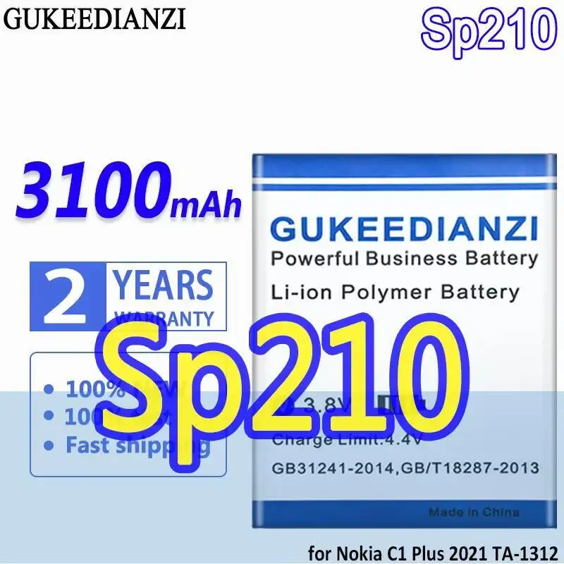 

High-Capacity For Nokia C1 Plus 2021 TA-1312 Mobile Phone Battery 3100Mah Durable Sp210