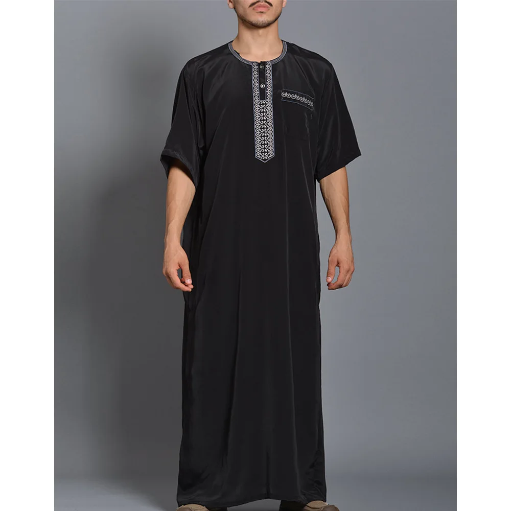 UNI 2024 Borduren Traditionele Mannen Abaya Jalabiyas Jubbah Moslim Mannen Abaya Marokko Thobes Islamitische Kleding Ramadan Gewaad