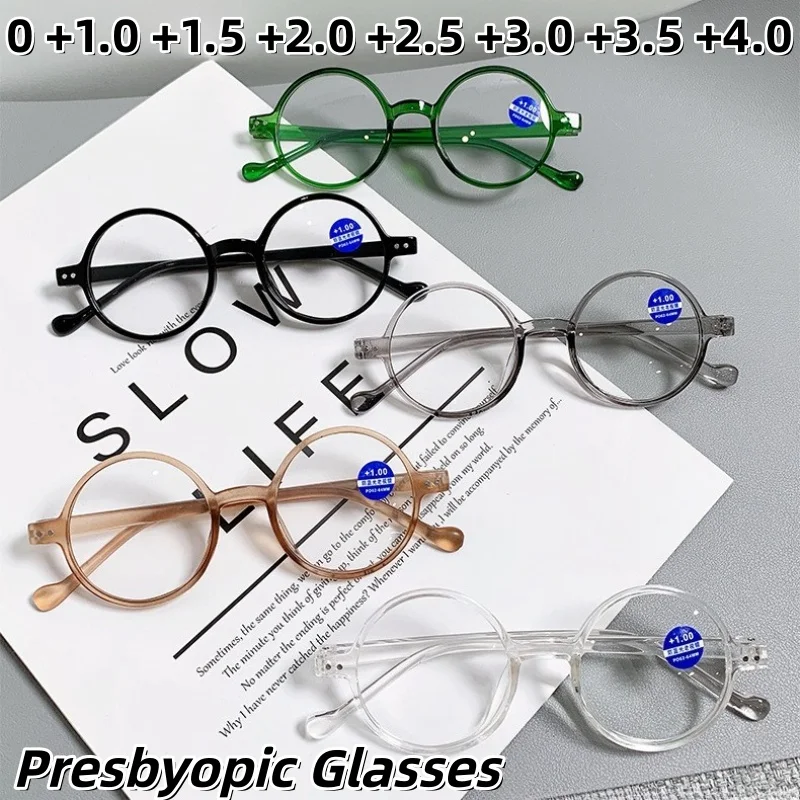 

Retro Round Anti-Blue Light Presbyopia Glasses High-Definition Comfort Reading Glasses for Seniors Diopters 0 To +4.0