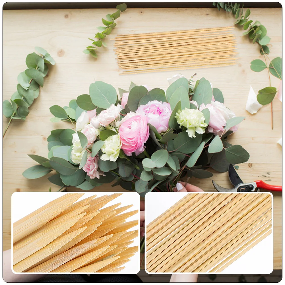 

120 Pcs Bouquet Climbing Pole Bamboo Stick Skewer Sticks for Packaging Support Sandwich Skewers Flower Khaki