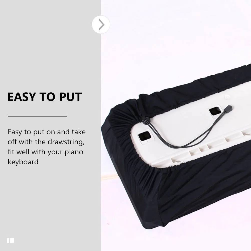 

1Pcs Black Electronic Piano Cover Keyboard Dustproof Protective Cover Durable Adjustable Drawstring Design Fit Piano