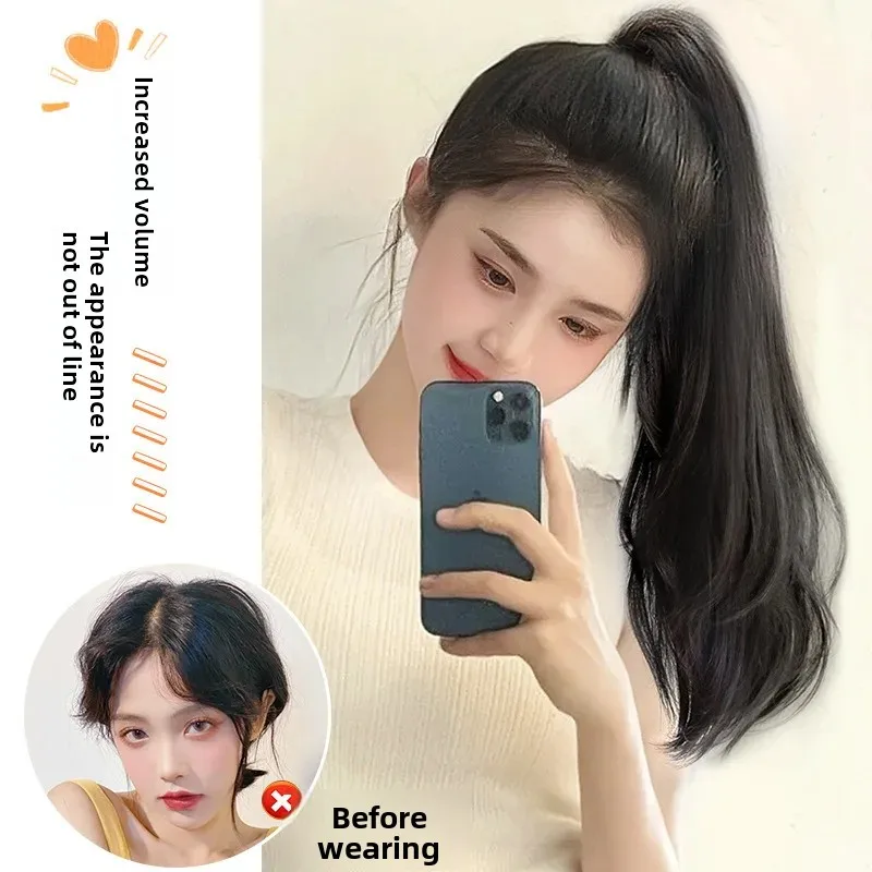 أنيقة مايكرو مجعد شعر مستعار طويل المرأة كليب على نمط الحد من العمر فو شعر مستعار بشري كامل قطع الألياف الآسيوية #3