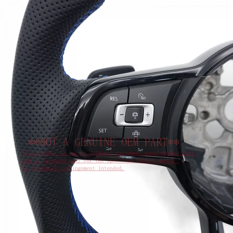 For Volkswagen Steering Wheel Horn Cover Golf7 GTI Sport Assembly Carbon Fiber Half Perforated Blue Line Blue Center Mark
