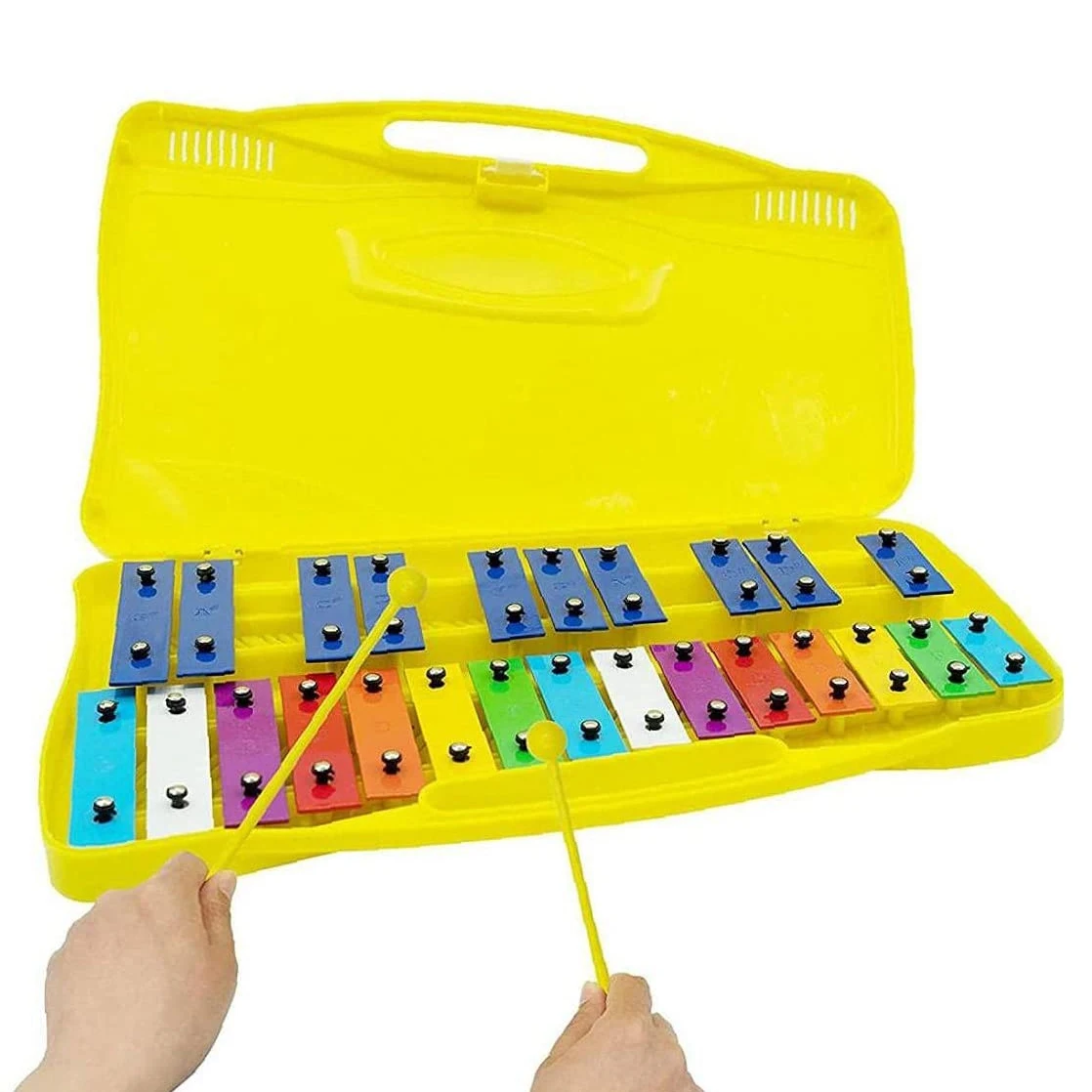 25-Noten-Xylophon mit Koffer, buntes Musikspielzeug, perfekt abgestimmtes Instrument für Erwachsene, Kinder und Kleinkinder, Gelb