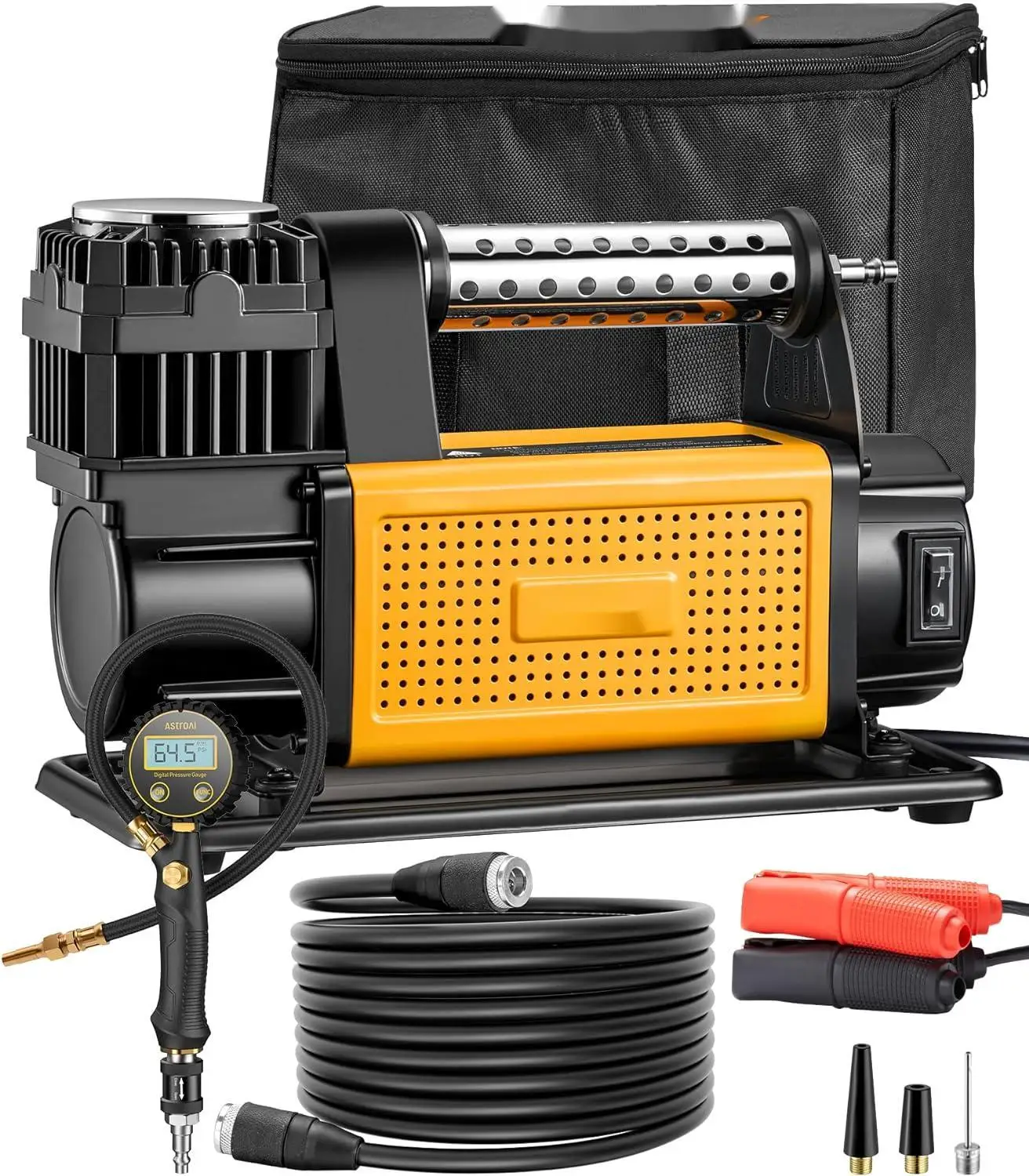 HF102-15 Heavy-Duty Multi-Functional Compressor Strong Power Auto Inflatable Air Pump With Pressure Monitoring 12V Voltage