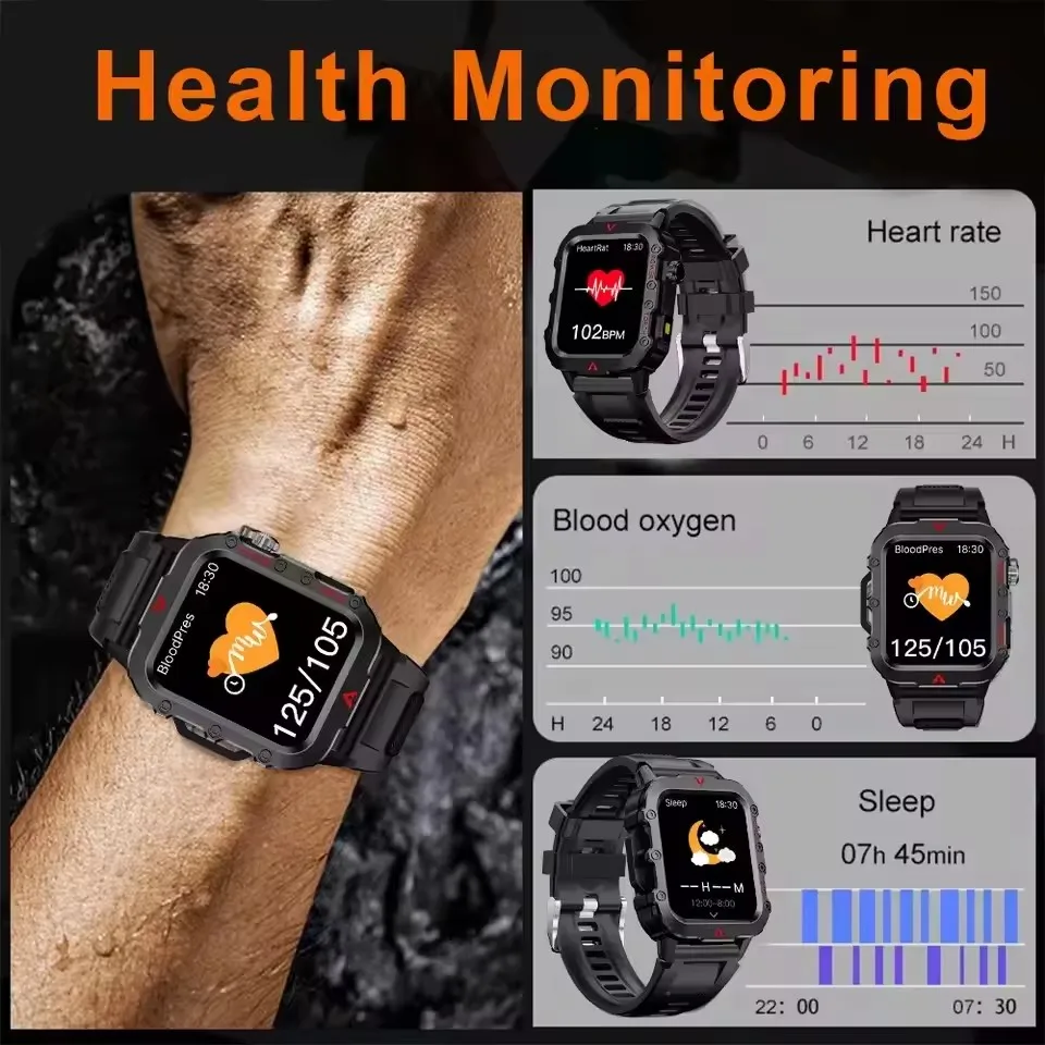 2025 New LED Men's Smartwatch GPS Bluetooth Talking Smartwatch Multi Sport Mode Health Monitoring Military Outdoor Smart Watch