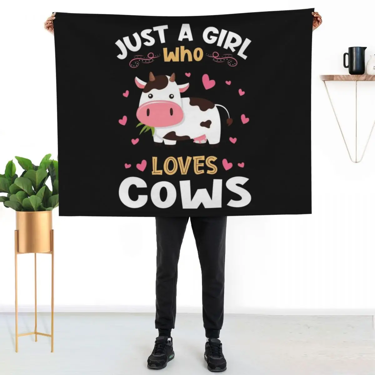 

Just a Girl who Loves Cows Gift Throw Blanket Fluffy Cozy Throw Blanket for Home Decor