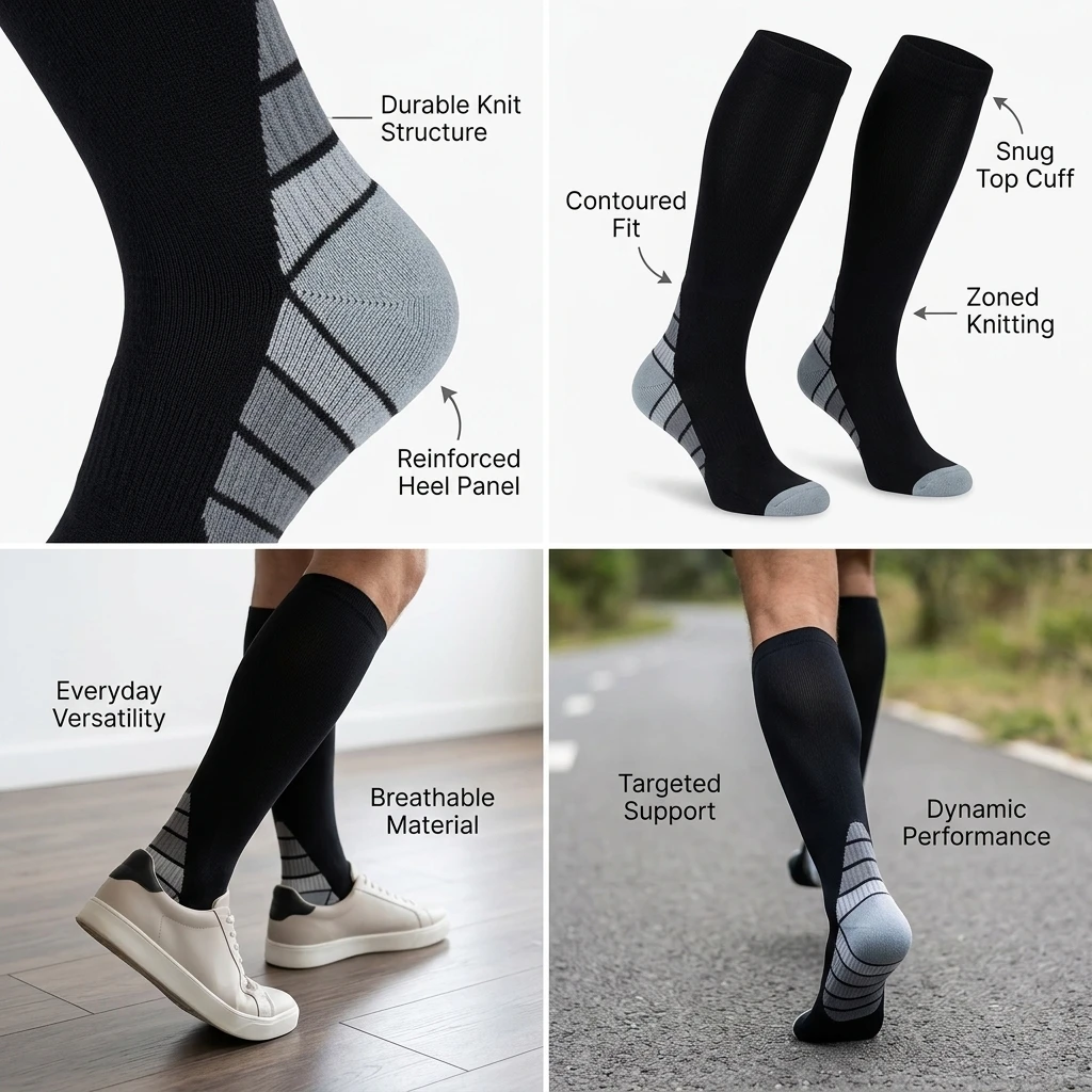 Unisex Copper Compression Socks 1 Pair Anti-Fatigue Support for Men And Women view 4