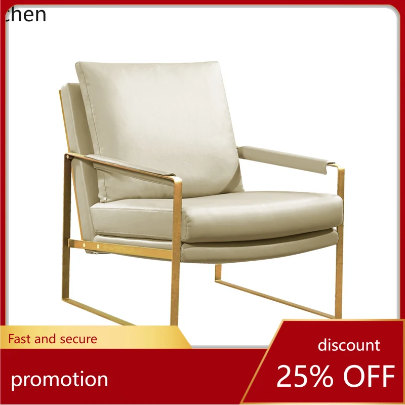 

ZML Single Sofa Chair Modern Minimalist Living Room Leather Art Leisure Chair Genuine Leather Chair