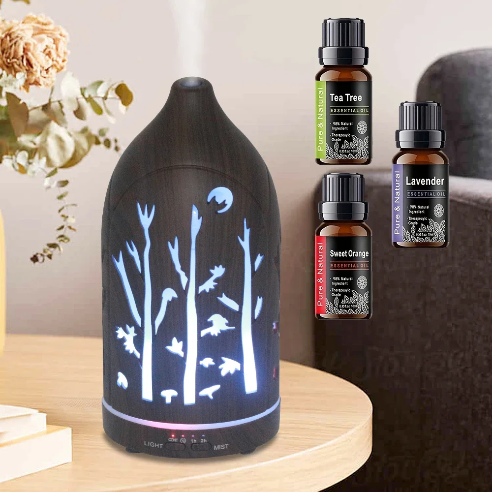 

Ультразвуковой диффузор эфирного масла и увлажнитель воздуха на 200 мл, аромадиффузор с 7-цветным светодиодным ночником, автоматическое отключение, тихий Aro