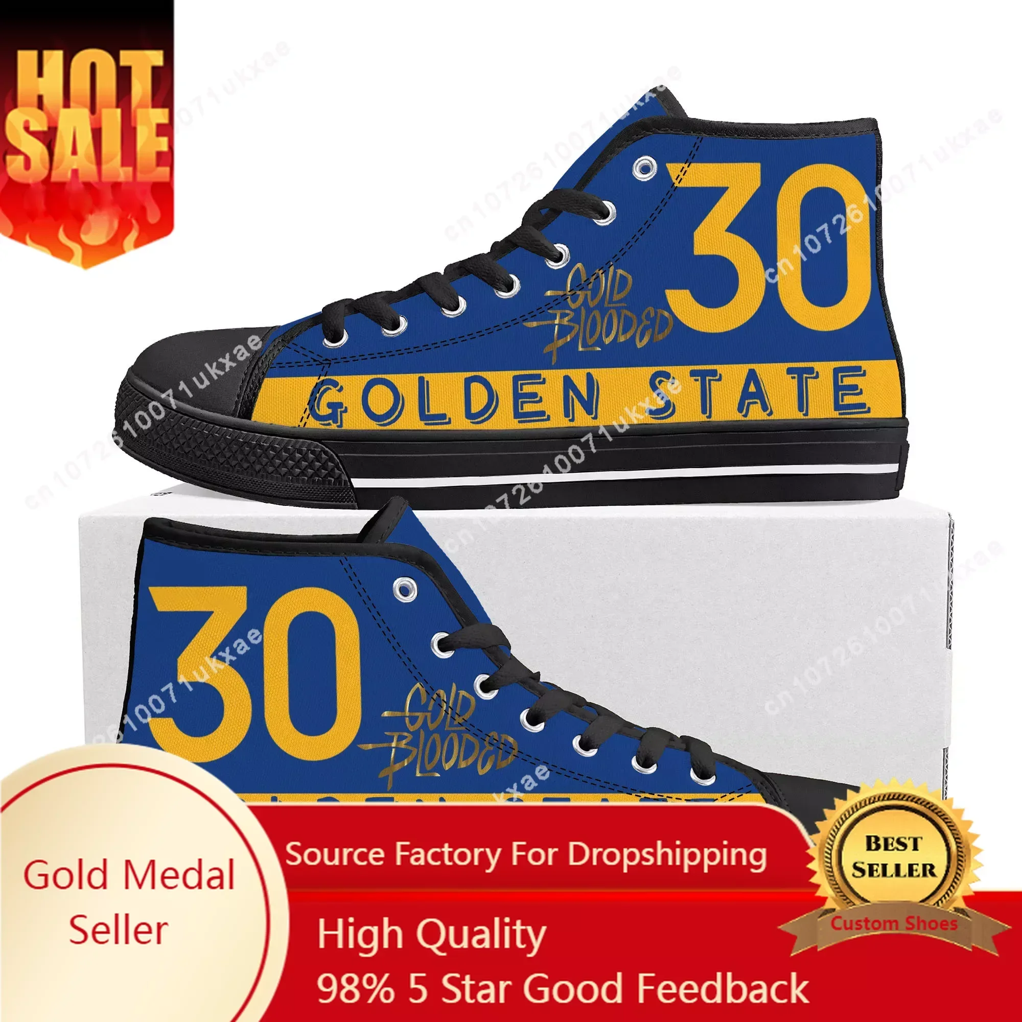 golden state Number 30 11 23 Gold Blooded High Top Sneakers Mens Womens Teenager Canvas Sneaker Casual Custom Made Shoes