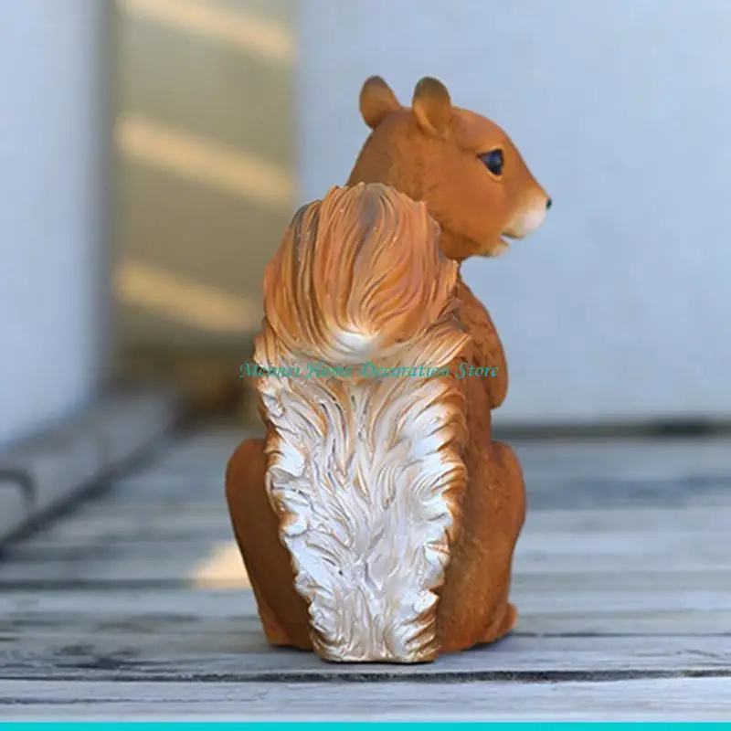 H7BF Resin Squirrel Figurine Mini Animal Sculpture Art Statue Crafts Ornament