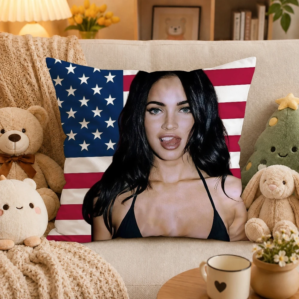Actress M-Megan F-Fox AmericanPillow Case Plush Pillow Cases Home Decoration Pillow Cover for Sofa Bed Chair Living Room