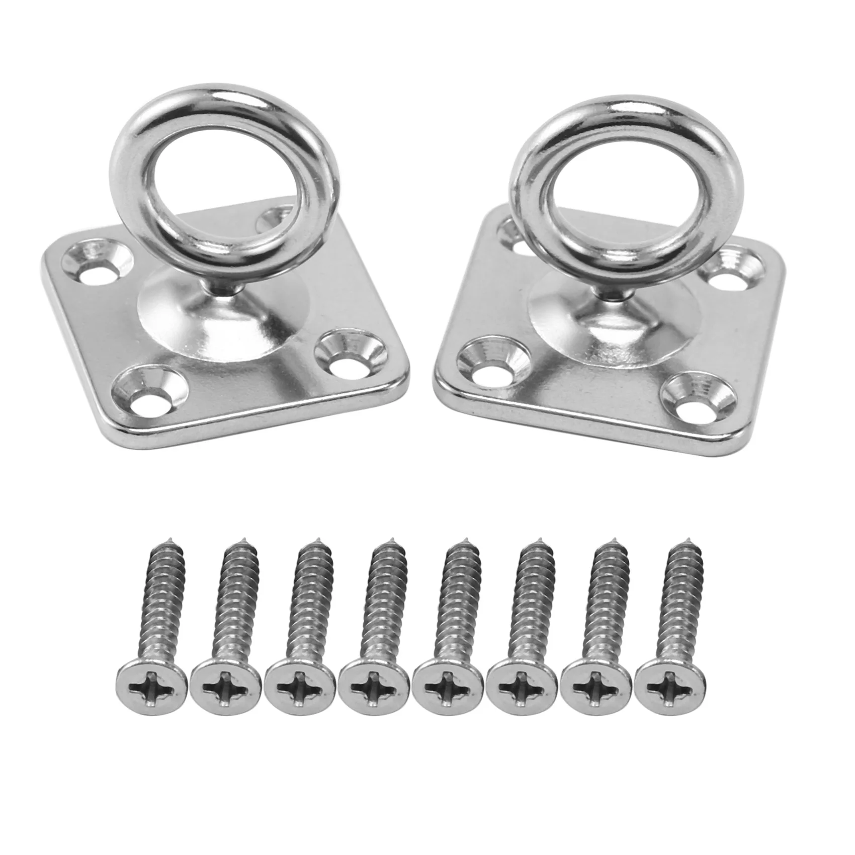 2Pcs Square Swivel Pad Eye Rotatable Ceiling Hook Wall Mounted Hook Stainless Steel Eye Pad Plate For Yoga Swings Hammock (Wi