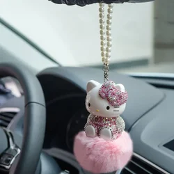 Hello Kitty Car Pendant Decoration Hanging Cat Ornament Automobile Rear View Mirror Accessories Gift Car Accessories