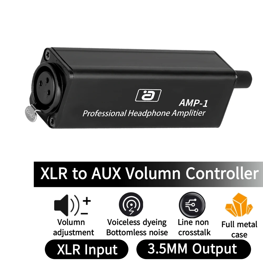 

Портативные мини-наушники преобразователь усилителя XLR до 3,5 мм, профессиональный регулятор громкости + Крепление-зажим для усилителя наушников Hi-Fi