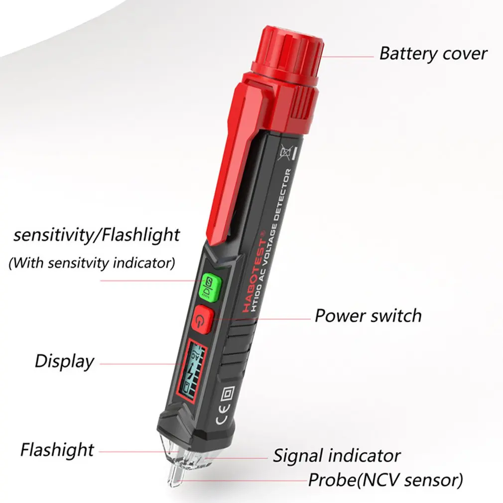 HT100 Non-contact Test Pen High-precision Sound and Light Alarm Multi-function Digital Display Induction Test Pen