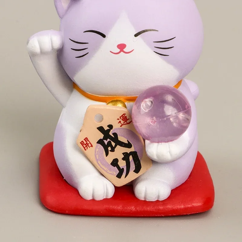 1pc Japan Cartoon Fortune Lucky Cat Figurine 3D Animal Model Gift Car Ornament Home Craft Decor Glass Decoration DIY Accessories